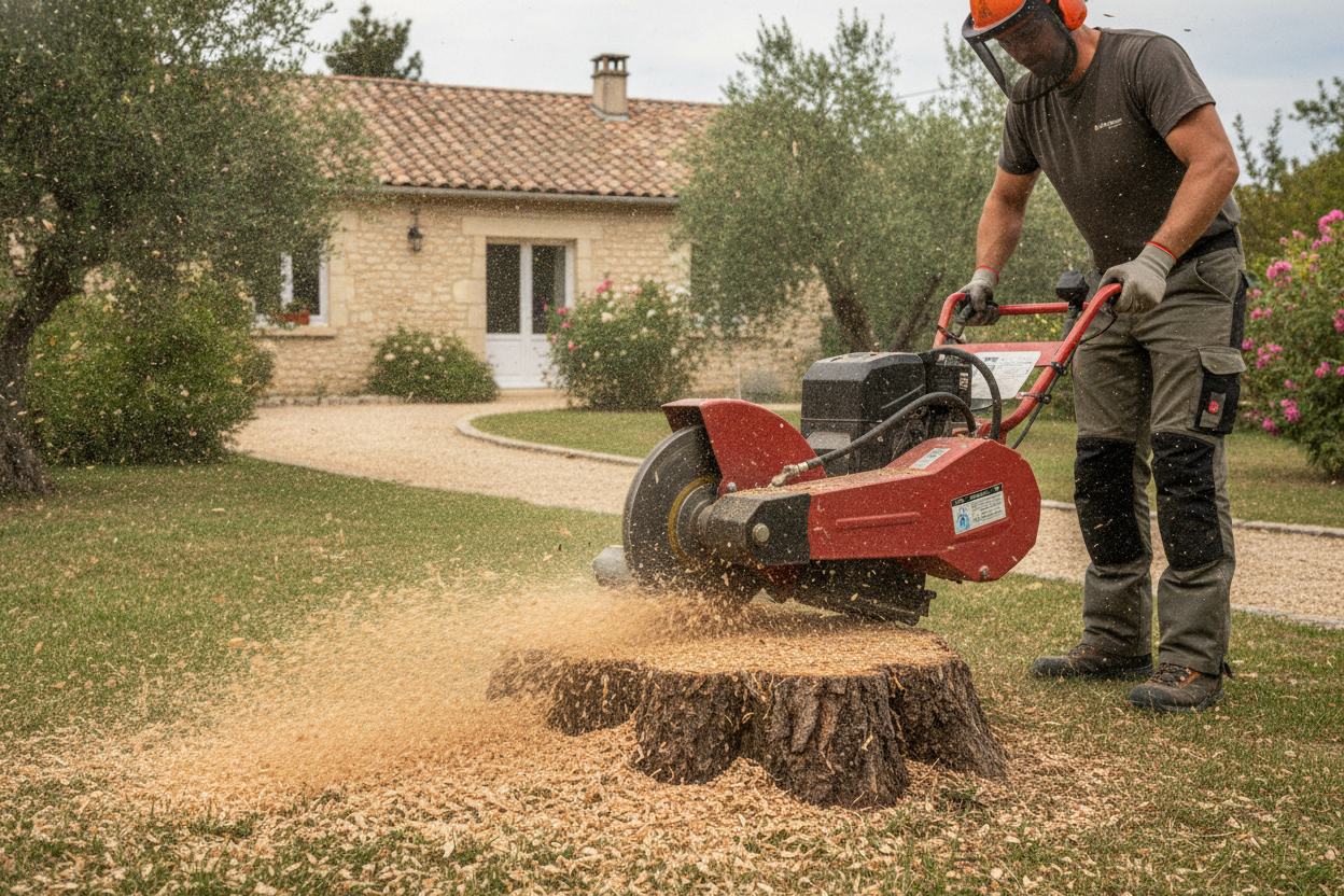 Dessouchage et Rognage de souches à Arles, Terrain libéré, propre et exploitable